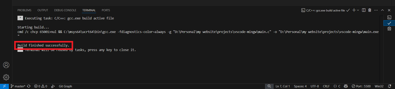 Example of your project succesfully compiling